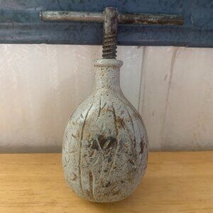 NUT CRACKER - Vintage WALNUT SHAPED Solid metal T-Bar Screw Vice Nut Cracker